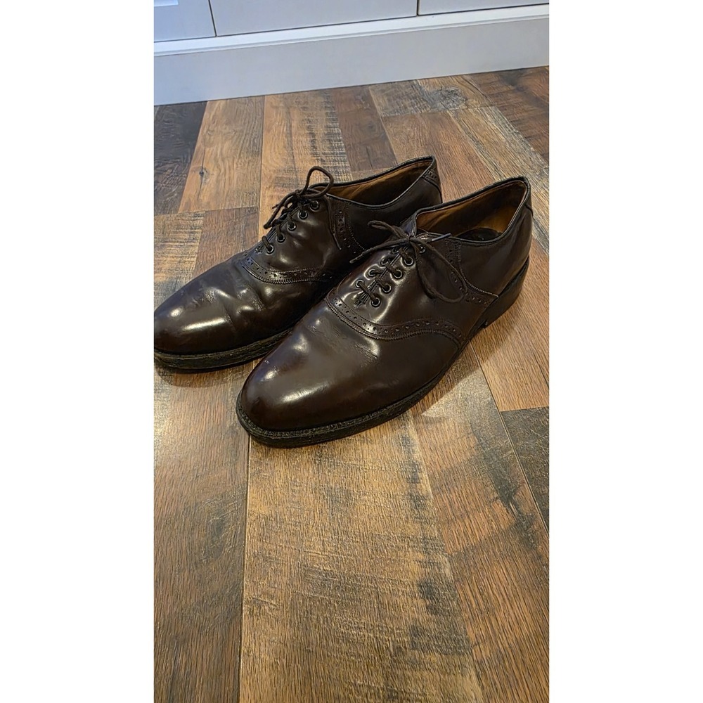 VTG Johnston & Murphy Dress Shoe Men 10.5 Oxblood Cap Toe Balmoral Oxford Brogue